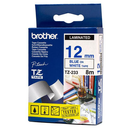 BROTHER LAMINATED TAPE 12 MM. FOR PT1650 /1830/2300/ 2700(NAVY/WHITE)