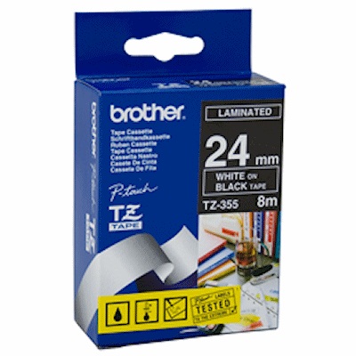 BROTHER 24 MM. TAPE FOR PT1650/1830/2300 /2700/2730/7600/9200DX (WHITE /BLACK)