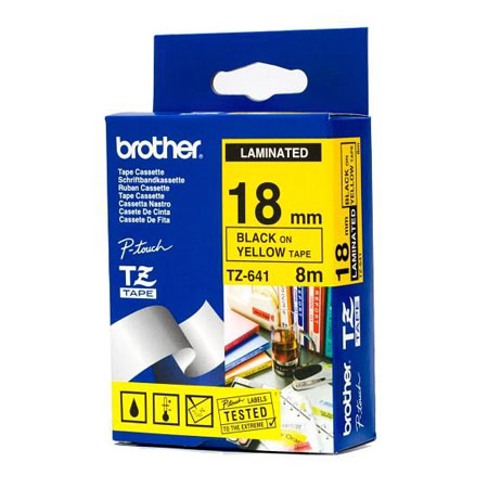 BROTHER LAMINATED TAPE 18MM.FOR PT-1650/ 1830/2300   (BLACK/YELLOW)
