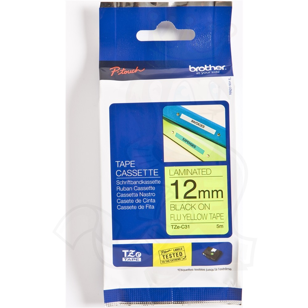 BROTHER TAPE LAMINADE REFLECT 12 MM. BLA CK/YELLOW